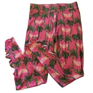 Simply Southern Leggings Regular Size Fits XS-S-M Palm Trees on Pink W Cut Outs